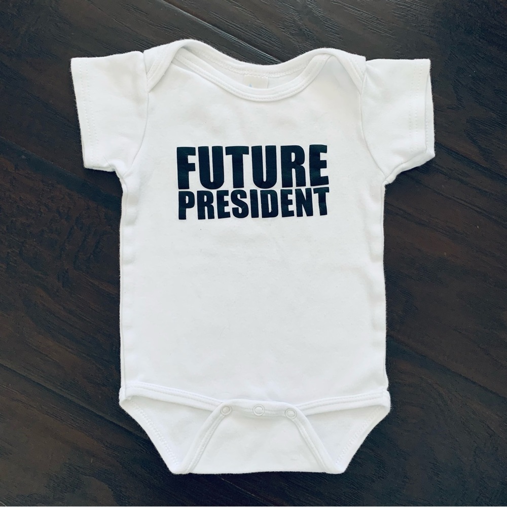 Baby Boy Cute 'Future President' Short Sleeve Bodysuit | Size: 6-12m.